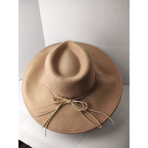 Wool Altar'd State Cowgirl Hat with Leather braided trim Pale Pink Cowgirlcore - Picture 2 of 12